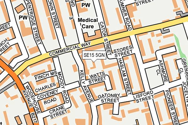 SE15 5GN map - OS OpenMap – Local (Ordnance Survey)
