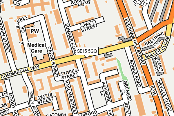 SE15 5GQ map - OS OpenMap – Local (Ordnance Survey)