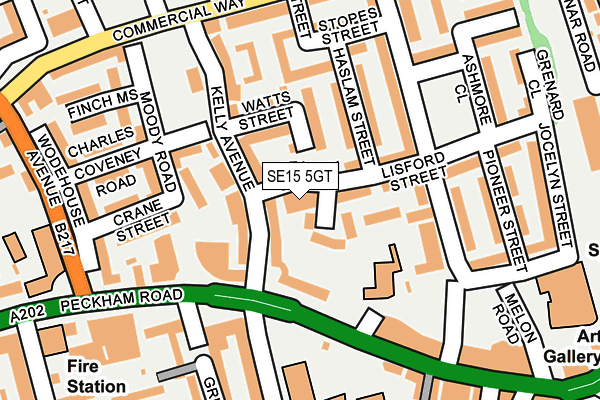 SE15 5GT map - OS OpenMap – Local (Ordnance Survey)