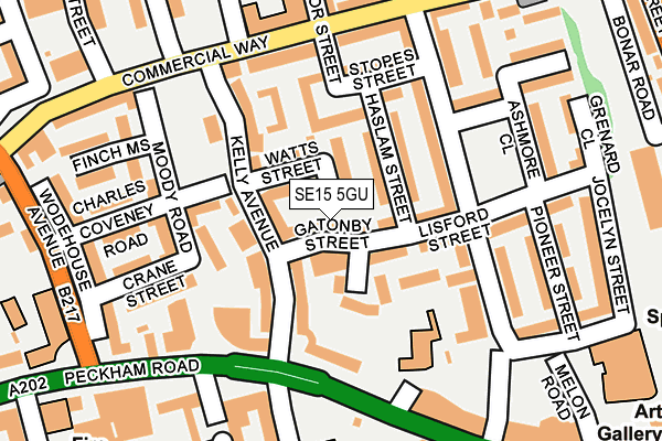 SE15 5GU map - OS OpenMap – Local (Ordnance Survey)
