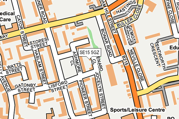SE15 5GZ map - OS OpenMap – Local (Ordnance Survey)