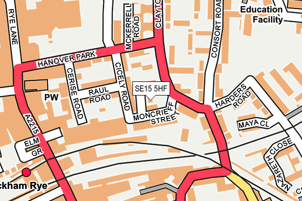 SE15 5HF map - OS OpenMap – Local (Ordnance Survey)