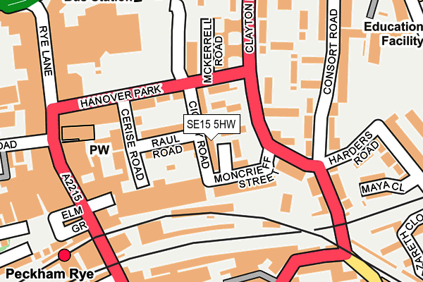 SE15 5HW map - OS OpenMap – Local (Ordnance Survey)