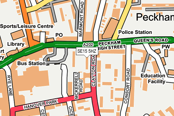 SE15 5HZ map - OS OpenMap – Local (Ordnance Survey)