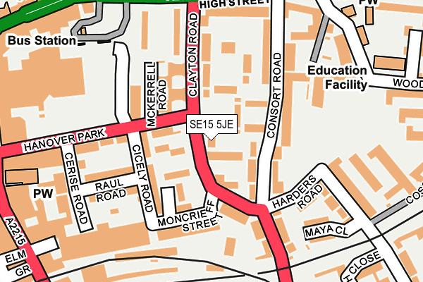 SE15 5JE map - OS OpenMap – Local (Ordnance Survey)