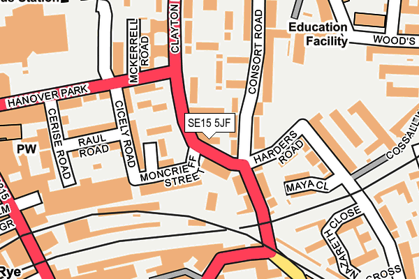 SE15 5JF map - OS OpenMap – Local (Ordnance Survey)