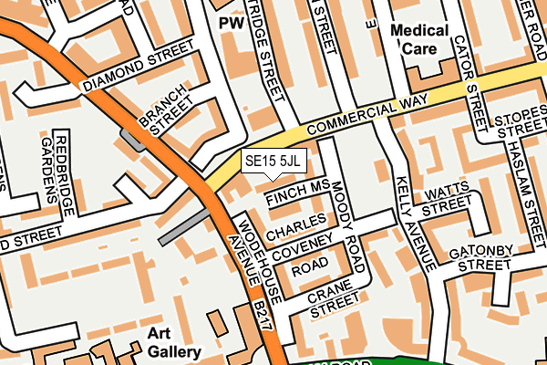 SE15 5JL map - OS OpenMap – Local (Ordnance Survey)