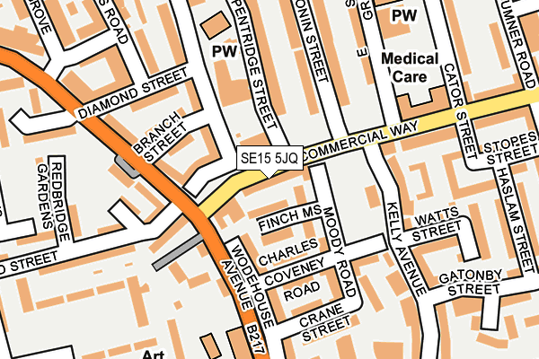 SE15 5JQ map - OS OpenMap – Local (Ordnance Survey)