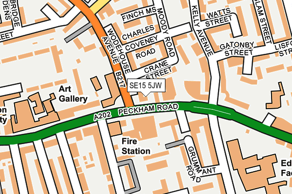 SE15 5JW map - OS OpenMap – Local (Ordnance Survey)