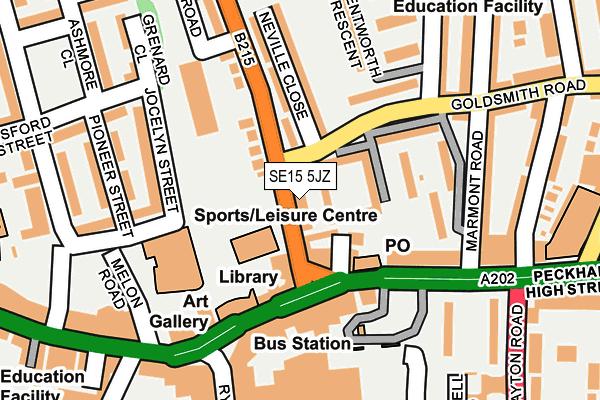 SE15 5JZ map - OS OpenMap – Local (Ordnance Survey)