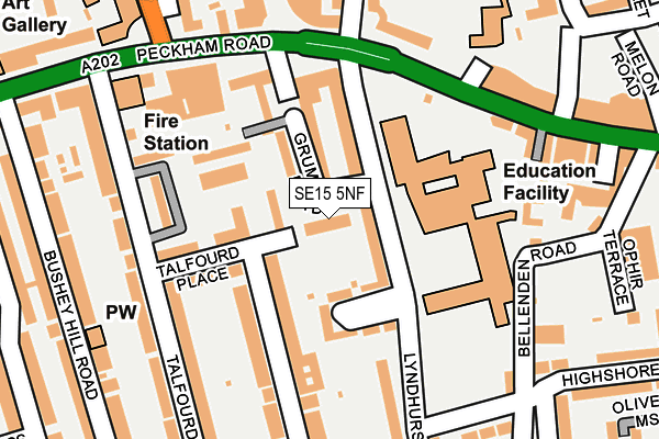 SE15 5NF map - OS OpenMap – Local (Ordnance Survey)