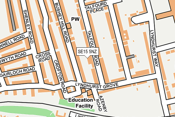 SE15 5NZ map - OS OpenMap – Local (Ordnance Survey)