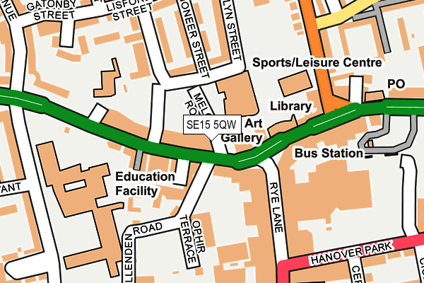 SE15 5QW map - OS OpenMap – Local (Ordnance Survey)