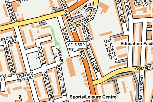 SE15 5RP map - OS OpenMap – Local (Ordnance Survey)