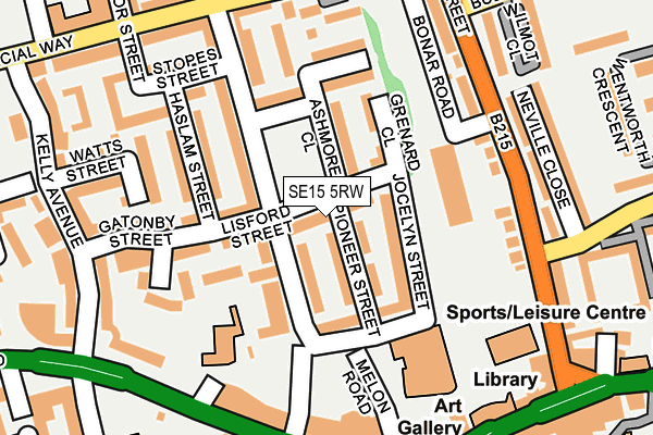 SE15 5RW map - OS OpenMap – Local (Ordnance Survey)