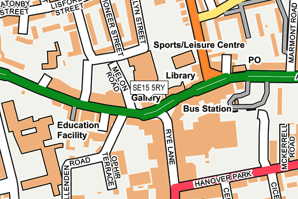 SE15 5RY map - OS OpenMap – Local (Ordnance Survey)