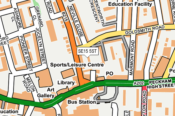 SE15 5ST map - OS OpenMap – Local (Ordnance Survey)