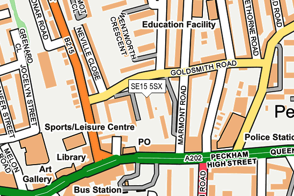 SE15 5SX map - OS OpenMap – Local (Ordnance Survey)