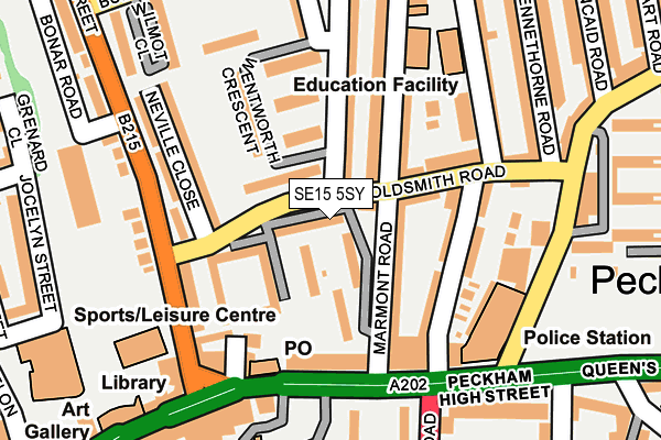 SE15 5SY map - OS OpenMap – Local (Ordnance Survey)