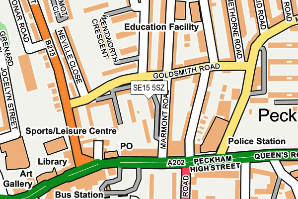 SE15 5SZ map - OS OpenMap – Local (Ordnance Survey)