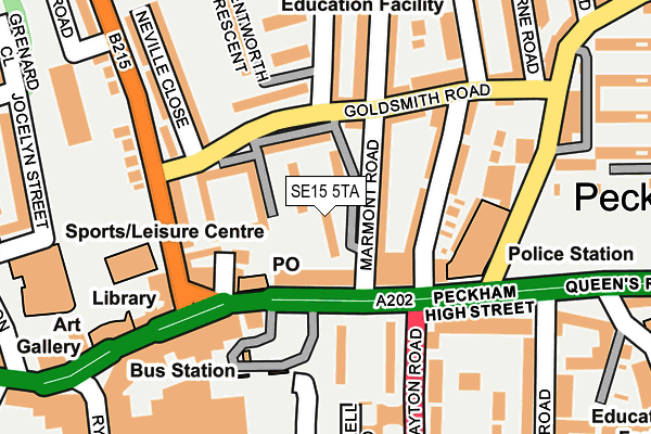 SE15 5TA map - OS OpenMap – Local (Ordnance Survey)