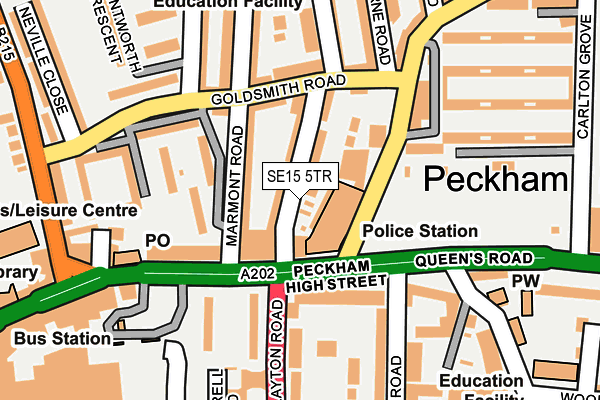 SE15 5TR map - OS OpenMap – Local (Ordnance Survey)