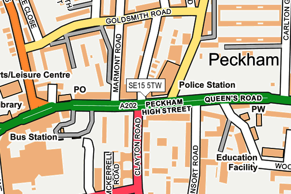 SE15 5TW map - OS OpenMap – Local (Ordnance Survey)
