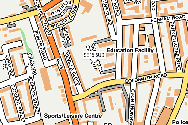 SE15 5UD map - OS OpenMap – Local (Ordnance Survey)