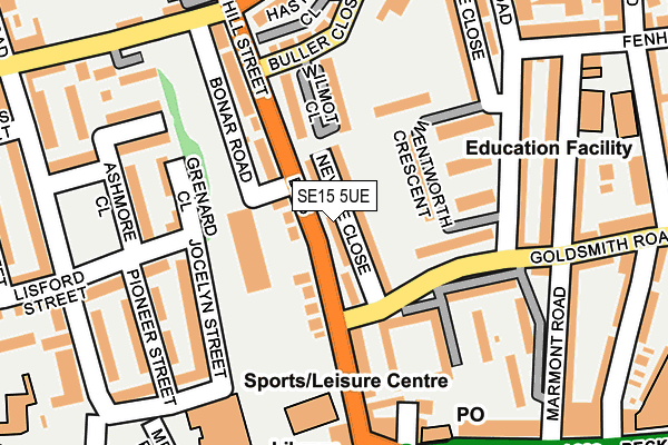 SE15 5UE map - OS OpenMap – Local (Ordnance Survey)