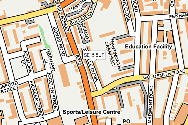 SE15 5UF map - OS OpenMap – Local (Ordnance Survey)