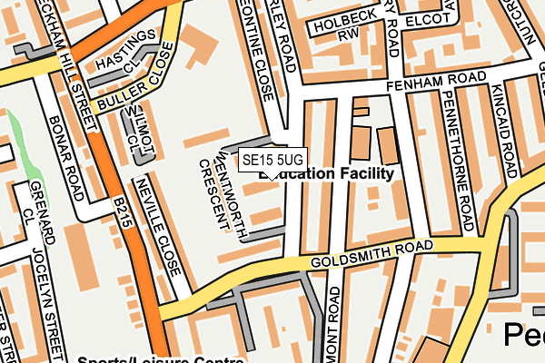 SE15 5UG map - OS OpenMap – Local (Ordnance Survey)