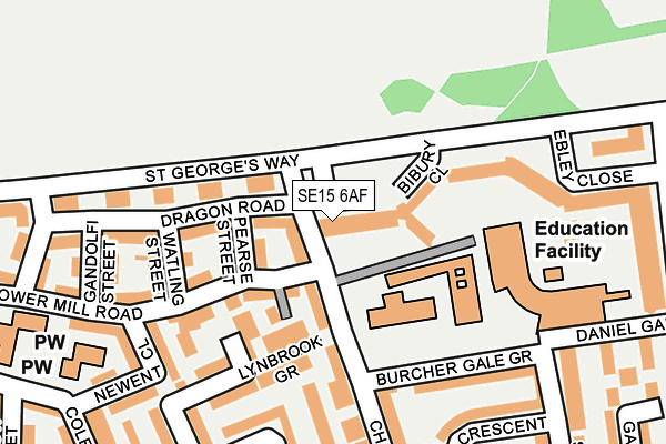 SE15 6AF map - OS OpenMap – Local (Ordnance Survey)