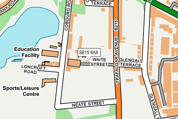 SE15 6AX map - OS OpenMap – Local (Ordnance Survey)