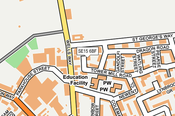 SE15 6BF map - OS OpenMap – Local (Ordnance Survey)