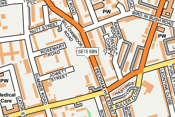 SE15 6BN map - OS OpenMap – Local (Ordnance Survey)