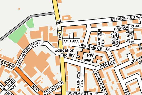 SE15 6BS map - OS OpenMap – Local (Ordnance Survey)