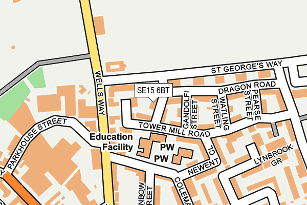 SE15 6BT map - OS OpenMap – Local (Ordnance Survey)
