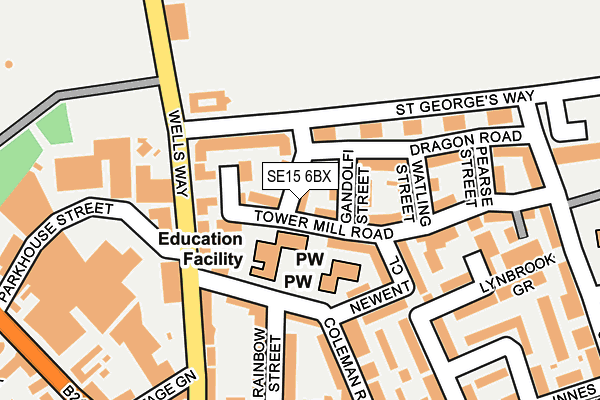 SE15 6BX map - OS OpenMap – Local (Ordnance Survey)