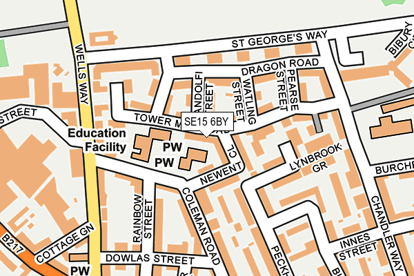 SE15 6BY map - OS OpenMap – Local (Ordnance Survey)
