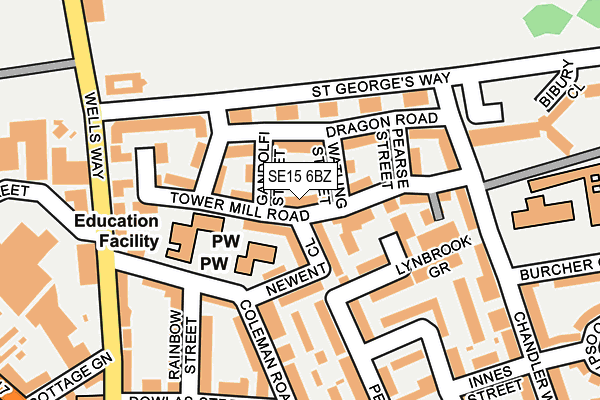 SE15 6BZ map - OS OpenMap – Local (Ordnance Survey)