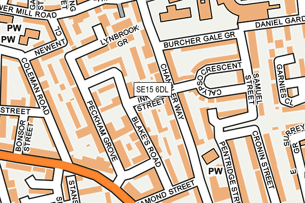 SE15 6DL map - OS OpenMap – Local (Ordnance Survey)
