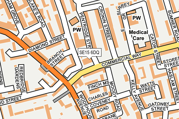 SE15 6DQ map - OS OpenMap – Local (Ordnance Survey)