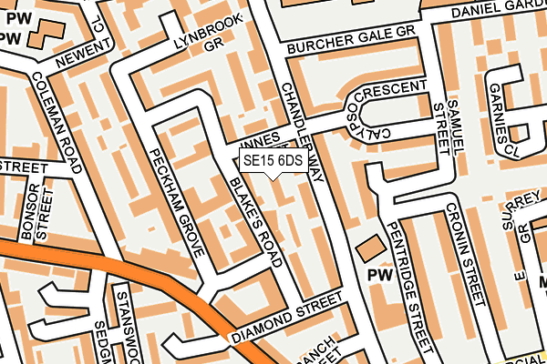 SE15 6DS map - OS OpenMap – Local (Ordnance Survey)