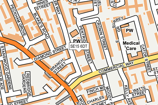 SE15 6DT map - OS OpenMap – Local (Ordnance Survey)