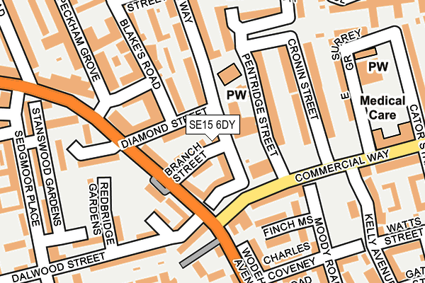 SE15 6DY map - OS OpenMap – Local (Ordnance Survey)