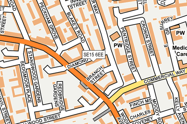 SE15 6EE map - OS OpenMap – Local (Ordnance Survey)