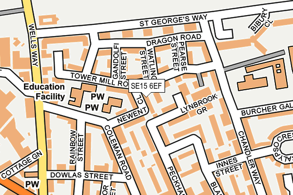 SE15 6EF map - OS OpenMap – Local (Ordnance Survey)