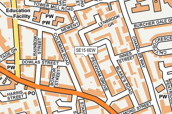 SE15 6EW map - OS OpenMap – Local (Ordnance Survey)