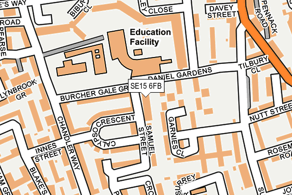 SE15 6FB map - OS OpenMap – Local (Ordnance Survey)