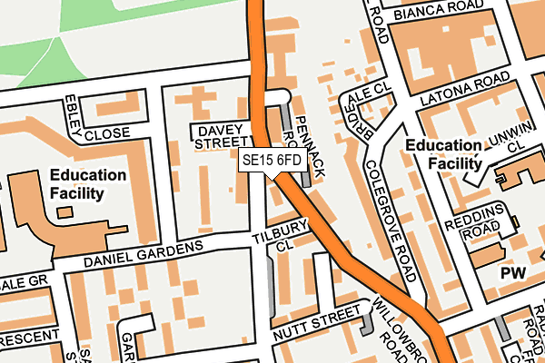 SE15 6FD map - OS OpenMap – Local (Ordnance Survey)